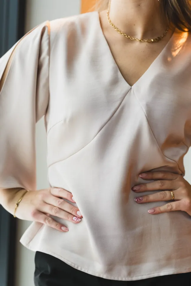 Remana Heavy Sateen Blouse Champagne