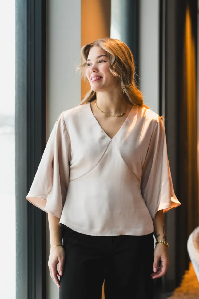 Remana Heavy Sateen Blouse Champagne