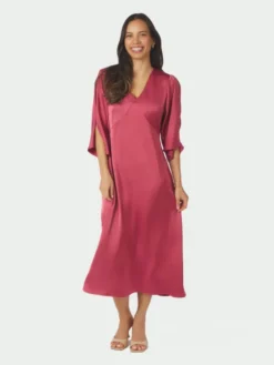 Remara Heavy Sateen Dress Cherry Pink
