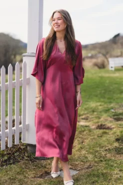 Remara Heavy Sateen Dress Cherry Pink