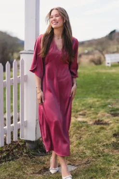 Remara Heavy Sateen Dress Cherry Pink