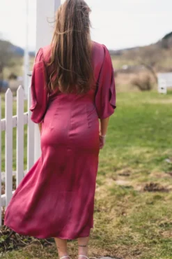 Remara Heavy Sateen Dress Cherry Pink