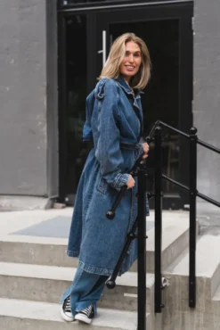 Rickie Maxi Trench Cabana Blue