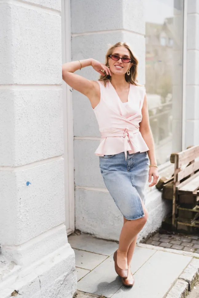 Risetta Heavy Sateen Top Light Pink