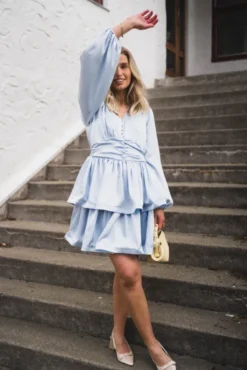 Rivana Heavy Sateen Dress Light Blue