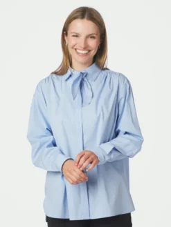 Rochelle Scarf Fine Stripe Shirt Light Blue