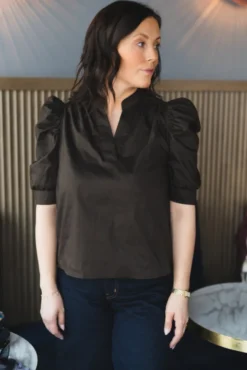 Roella Poplin Blouse Chocolate Brown