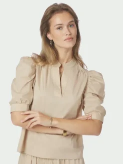 Roella Poplin Blouse Dark Sand