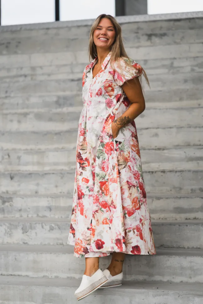 Rosalla 2/4 Long Dress Pristine Rosalla Print
