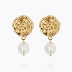 Rosita Pearl Earrings Gold Pearl