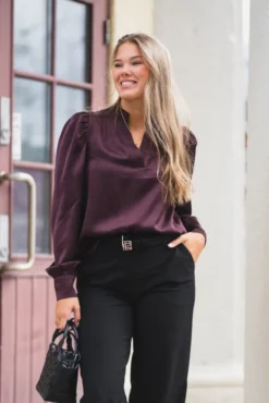 Rosslyn Heavy Sateen Blouse Burgundy