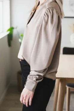 Rosslyn Heavy Sateen Blouse Dark Taupe