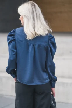 Rosslyn Heavy Sateen Blouse Midnight Blue