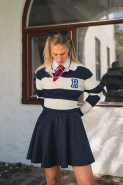 R Rugger Navy Striped