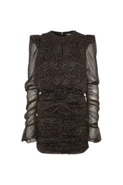 Ruched Flower Mini Dress Mole Comb