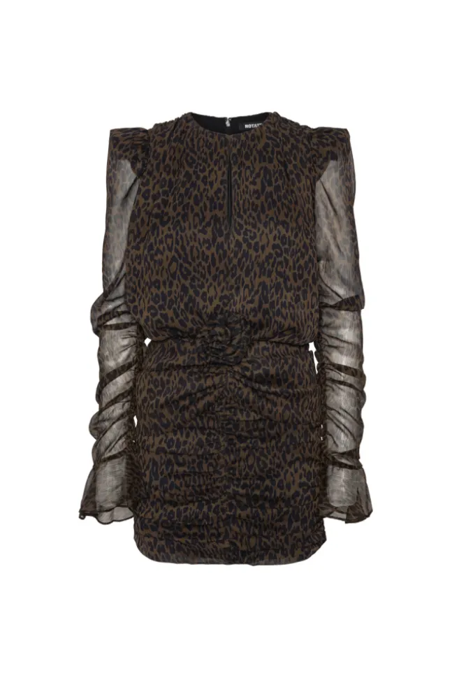 Ruched Flower Mini Dress Mole Comb