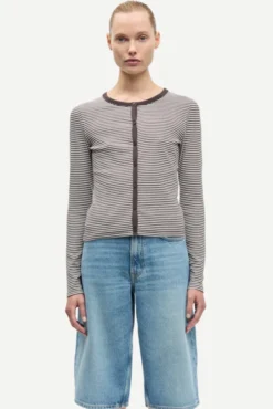 Saalexo LS Cardigan 7542 Mulch Stripe