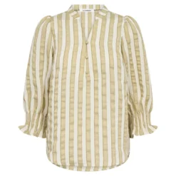 Saila Stripe SS V-Blouse Olive