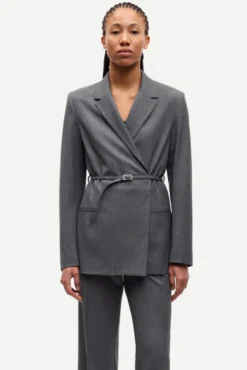Salot Blazer Belt 15496 Dark Gull Gray Pinstripe