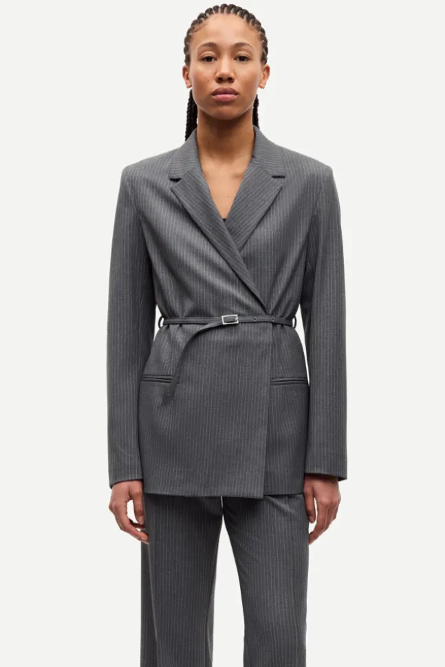 Salot Blazer Belt 15496 Dark Gull Gray Pinstripe