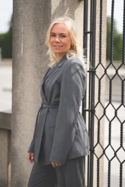 Salot Blazer Belt 15496 Dark Gull Gray Pinstripe