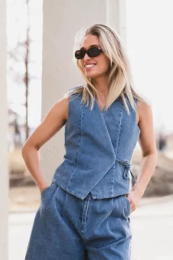 Samara Denim Waistcoat Blue