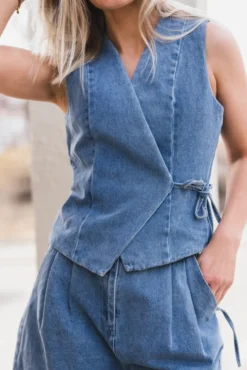 Samara Denim Waistcoat Blue