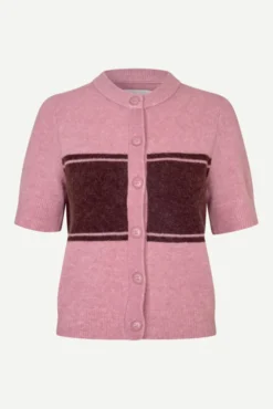 Sanoura SS Cardigan 15556 Orchid Wide Stripe