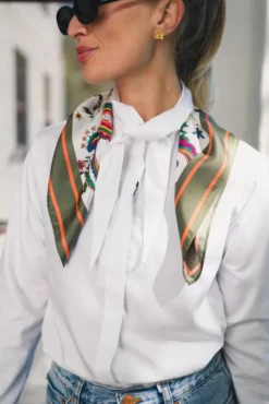 Sarah Zebra Silk Scarf Rose Flower