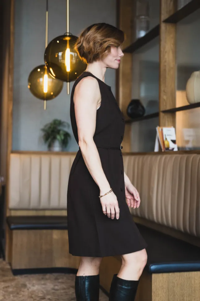 Saruma Short Dress 15790 Black Coffee