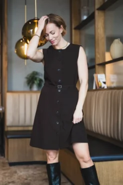 Saruma Short Dress 15790 Black Coffee