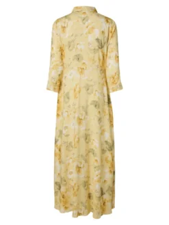 Savanna Long Shirt Dress Pale Banana Lemon Print