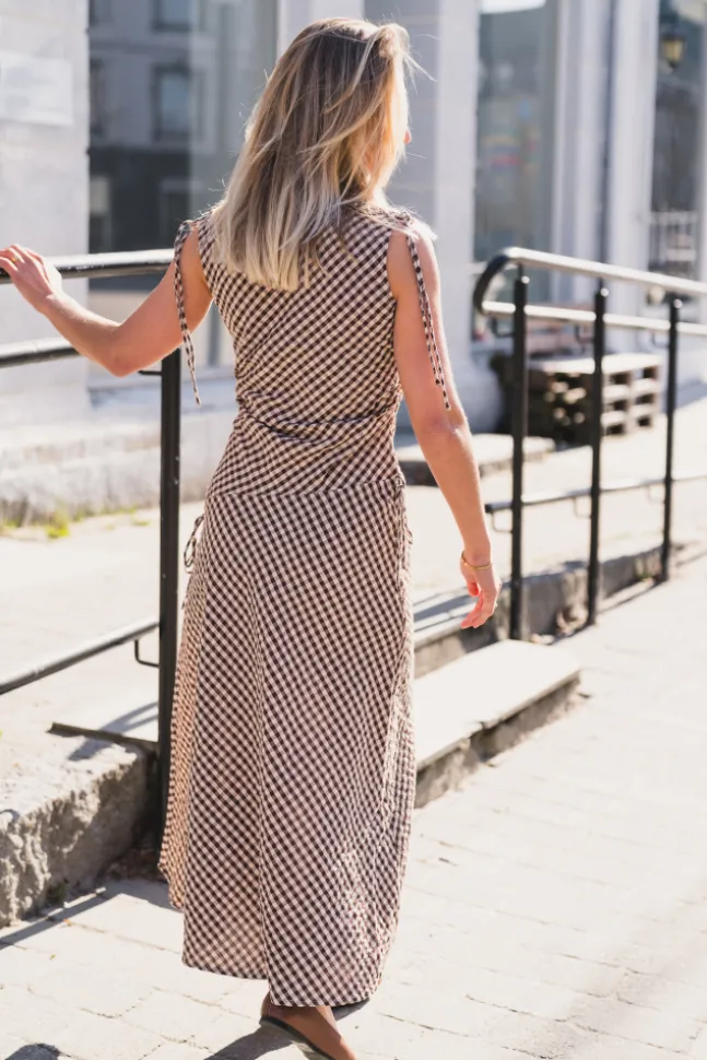 Saxton Check Dress Brown
