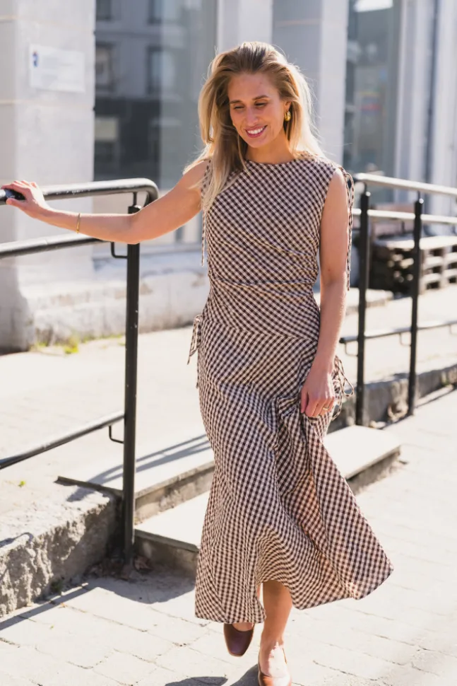 Saxton Check Dress Brown