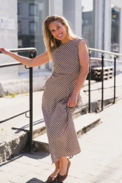 Saxton Check Dress Brown