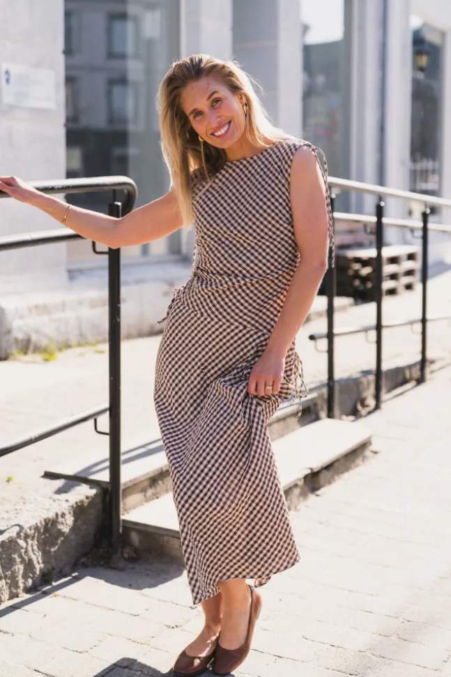 Saxton Check Dress Brown