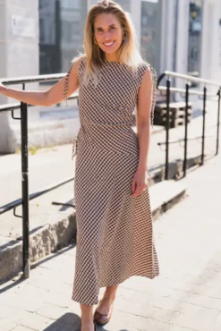 Saxton Check Dress Brown