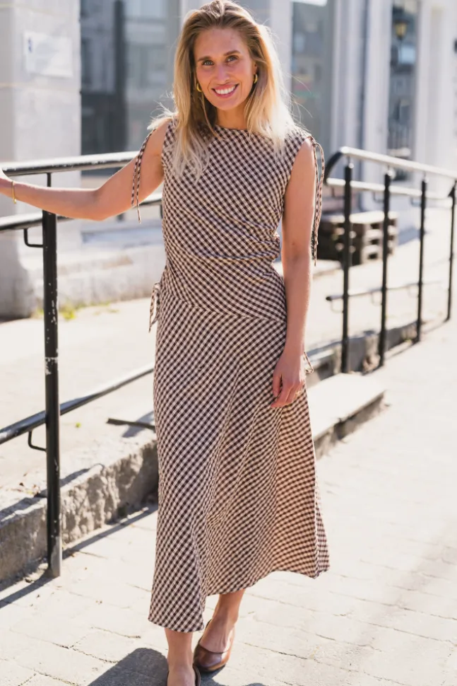 Saxton Check Dress Brown