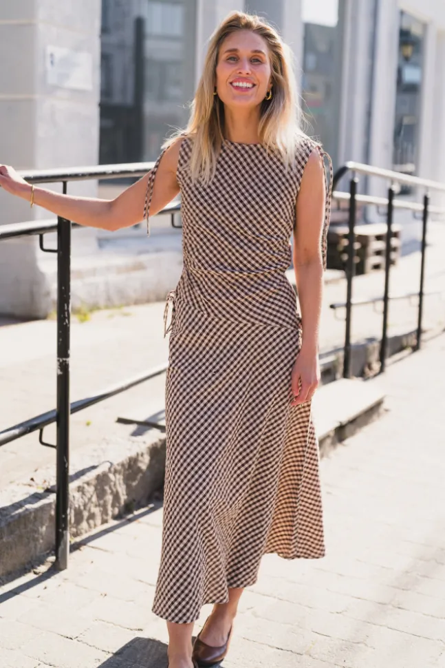 Saxton Check Dress Brown