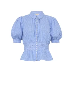 Seersucker Smocking Blouse Blue Checks