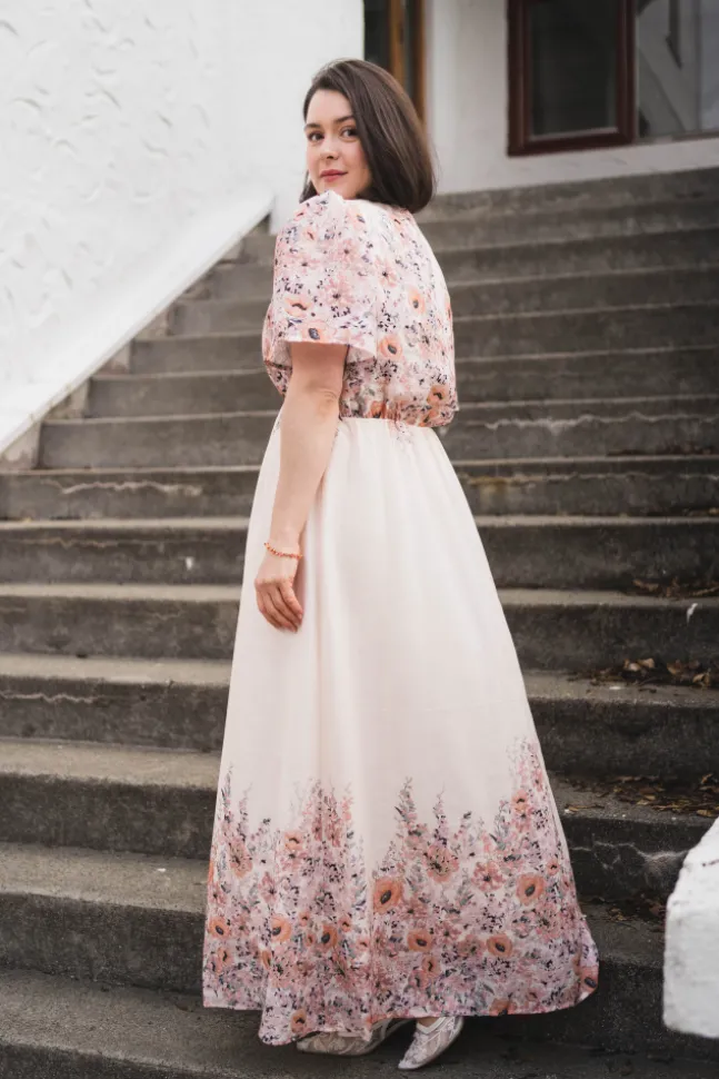 Serna Flower Print Dress Burned Powder