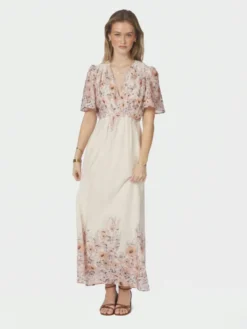 Serna Flower Print Dress Burned Powder