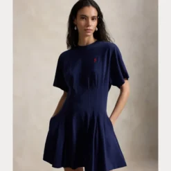 Shaped Cotton Jersey Tee Dress Newport Navy