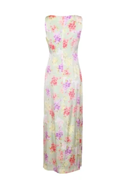 Shiny Sleeveless Dress Vintage Bouquet