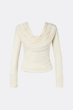Signe Cowl Neck Jersey Top Pearl