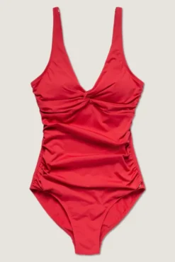 Simi Solid Swimsuit Lipstick Red