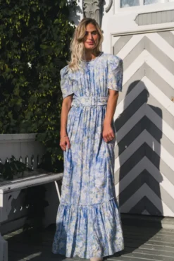 Sophie Puff Maxi Dress Wisteria Kiss
