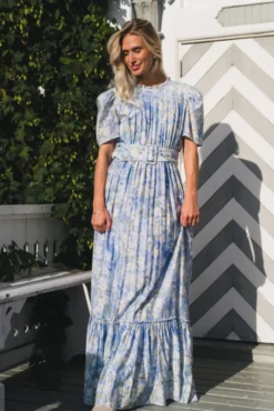 Sophie Puff Maxi Dress Wisteria Kiss