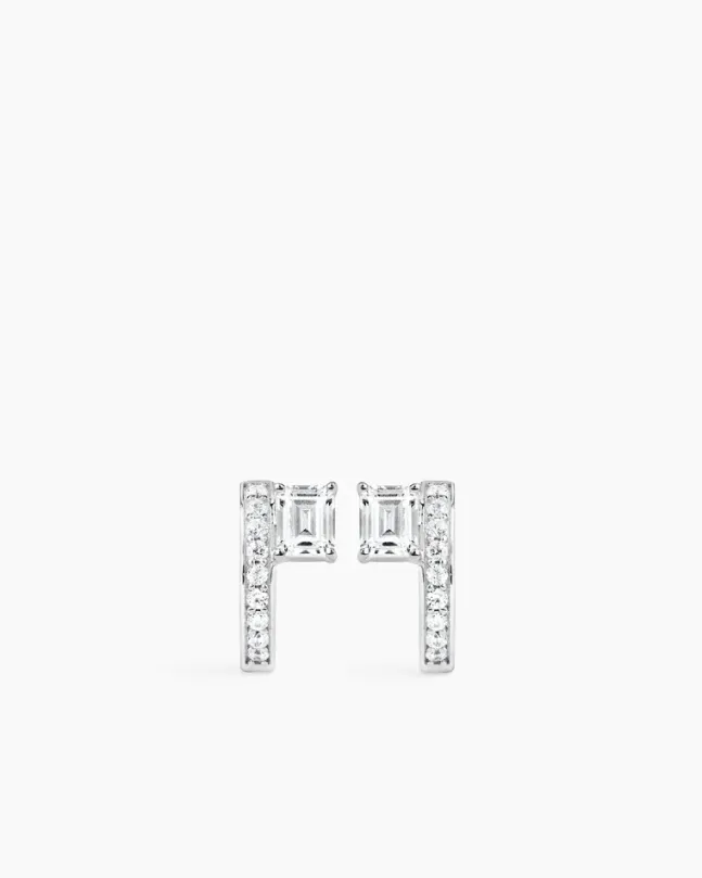Sopra Pavé Emerald Huggies Silver
