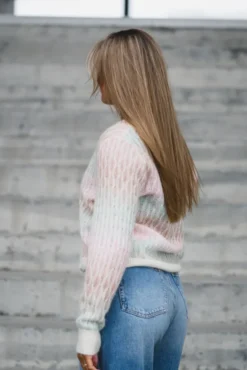 Space LS Knit Cardigan Pristine Multi Colour